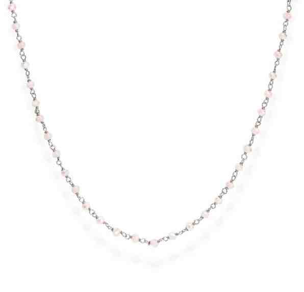 Amen Něžný stříbrný náhrdelník s růžovými krystaly Romance CLBR45 + 2 měsíce na vrácení zboží