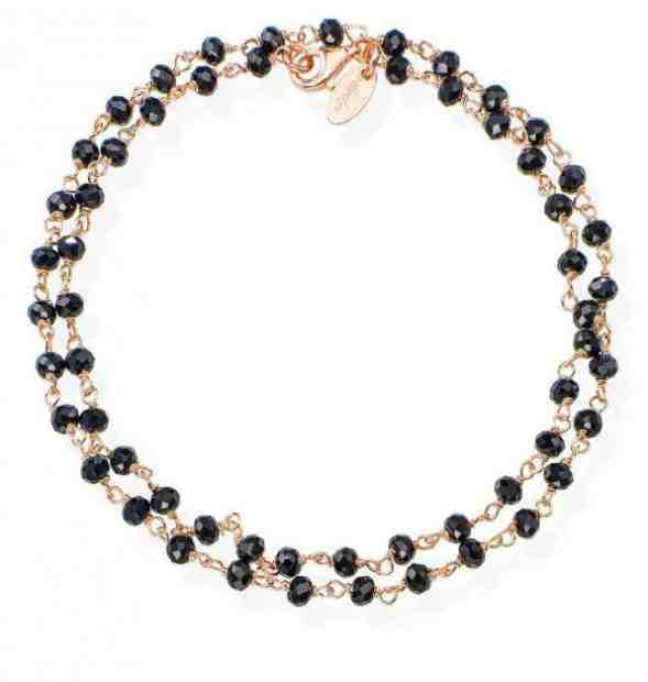 Amen Dvojitý pozlacený náramek s černými krystaly Romance BRRN34 + 2 měsíce na vrácení zboží