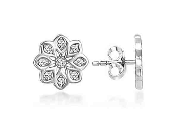 Brilio Silver Něžné stříbrné náušnice se zirkony květiny LME0768 + 2 měsíce na vrácení zboží