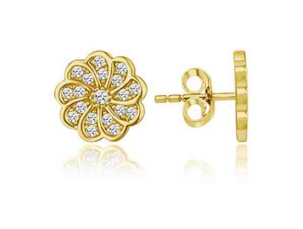 Brilio Silver Květinové pozlacené náušnice se zirkony LME0796Y + 2 měsíce na vrácení zboží