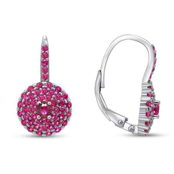 Brilio Silver Úchvatné stříbrné náušnice s fuchsiovými zirkony EA13 + 2 měsíce na vrácení zboží