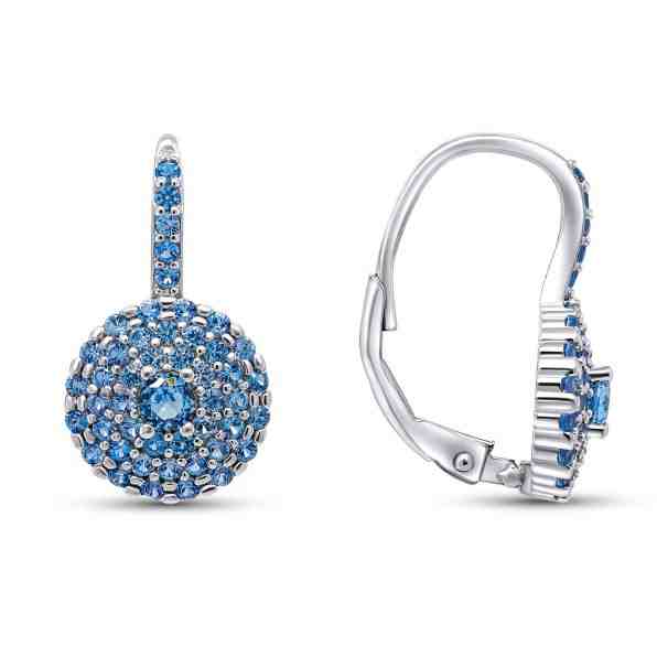 Brilio Silver Úchvatné stříbrné náušnice s modrými zirkony EA14 + 2 měsíce na vrácení zboží