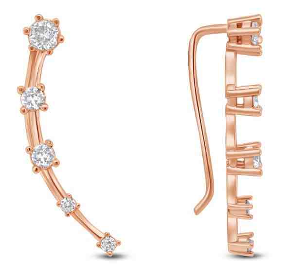 Brilio Silver Podélné bronzové náušnice se zirkony EA77R + 2 měsíce na vrácení zboží