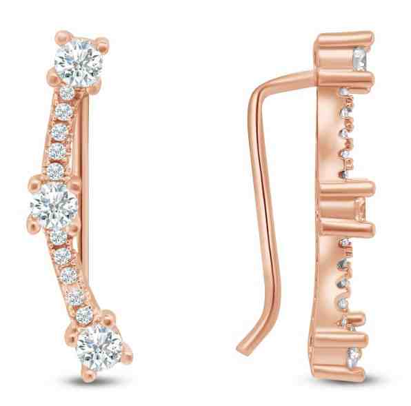 Brilio Silver Třpytivé podélné bronzové náušnice EA78R + 2 měsíce na vrácení zboží