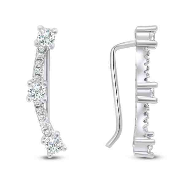 Brilio Silver Třpytivé podélné stříbrné náušnice EA78W + 2 měsíce na vrácení zboží