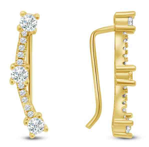 Brilio Silver Třpytivé podélné pozlacené náušnice EA78Y + 2 měsíce na vrácení zboží