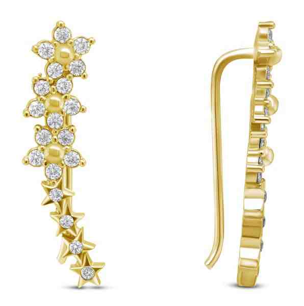 Brilio Silver Hravé podélné pozlacené náušnice se zirkony EA81Y + 2 měsíce na vrácení zboží