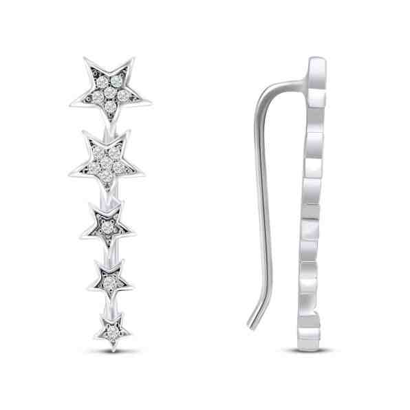 Brilio Silver Hvězdičkové podélné stříbrné náušnice se zirkony EA82W + 2 měsíce na vrácení zboží