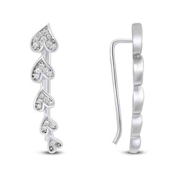 Brilio Silver Romantické podélné stříbrné náušnice se zirkony EA83W + 2 měsíce na vrácení zboží