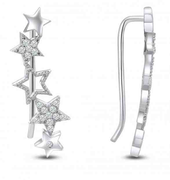Brilio Silver Hvězdičkové podélné stříbrné náušnice se zirkony EA84W + 2 měsíce na vrácení zboží