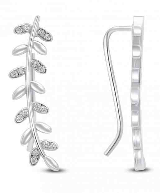 Brilio Silver Půvabné podélné stříbrné náušnice se zirkony EA85W + 2 měsíce na vrácení zboží