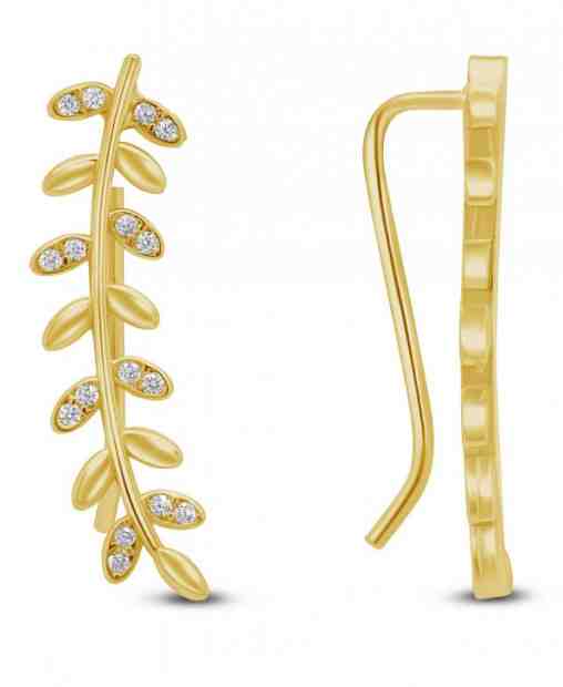Brilio Silver Půvabné podélné pozlacené náušnice se zirkony EA85Y + 2 měsíce na vrácení zboží
