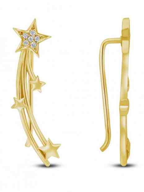 Brilio Silver Půvabné podélné pozlacené náušnice se zirkony EA86Y + 2 měsíce na vrácení zboží