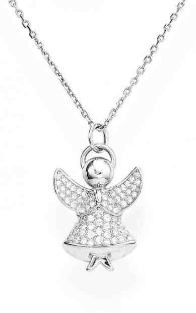 Amen Třpytivý stříbrný náhrdelník se zirkony Angels A3BB (řetízek, přívěsek) + 2 měsíce na vrácení zboží