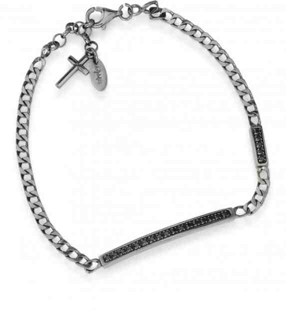 Amen Moderní stříbrný náramek s černými zirkony A-Men BRUNNZ1 + 2 měsíce na vrácení zboží