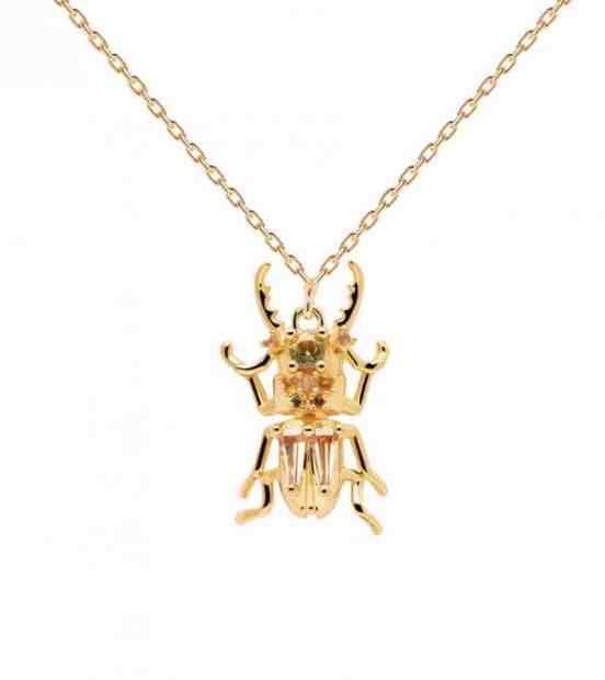 PDPAOLA Originální pozlacený náhrdelník COURAGE Beetle Amulet CO01-253-U (řetízek, přívěsek) + 2 měsíce na vrácení zboží