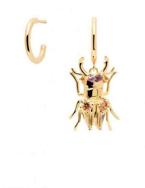 PDPAOLA Pozlacené asymetrické náušnice STRENGTH Beetle AR01-366-U + 2 měsíce na vrácení zboží