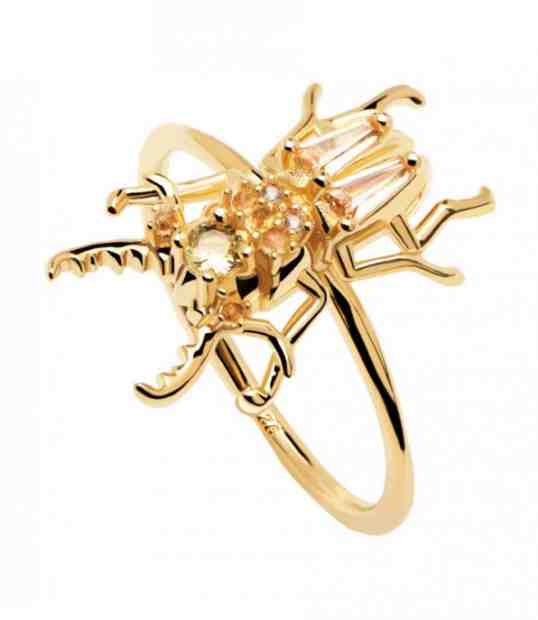 PDPAOLA Originální pozlacený prsten ze stříbra COURAGE Beetle AN01-375 52 mm + 2 měsíce na vrácení zboží