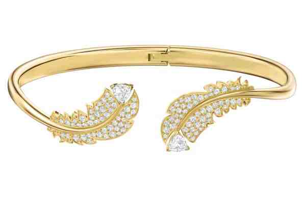 Swarovski Pozlacený pevný náramek s peříčky Nice 5505622 + 2 měsíce na vrácení zboží