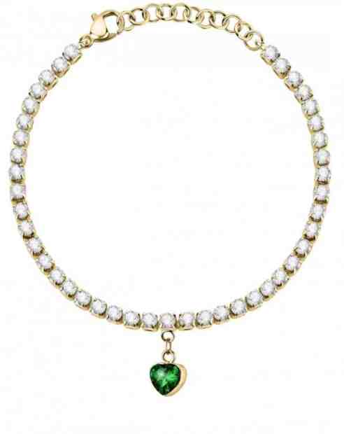 La Petite Story Pozlacený ocelový náramek se zeleným srdíčkem Love LPS05ASD28 + 2 měsíce na vrácení zboží