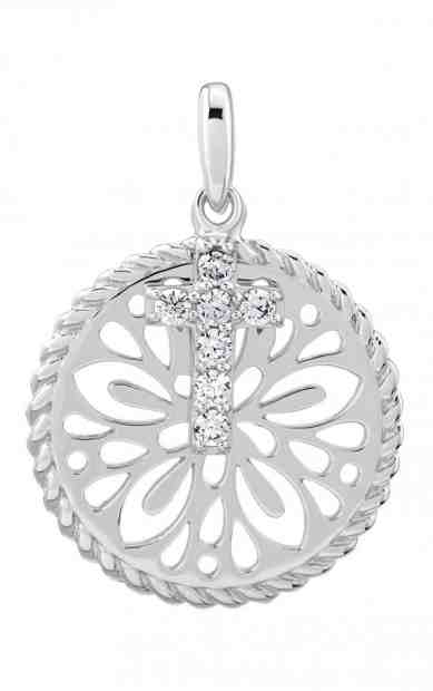 Silvego Stříbrný přívěsek s křížkem a zirkony Arba FW8112 + 2 měsíce na vrácení zboží