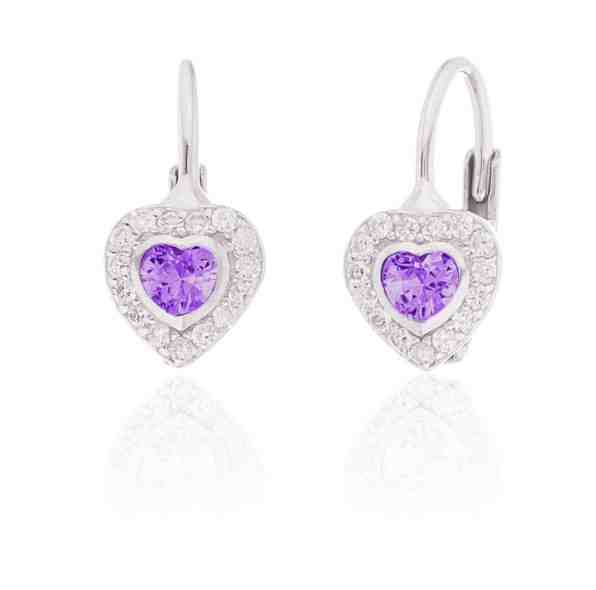 JVD Okouzlující stříbrné náušnice fialová srdíčka SVLE0310XI2F100 + 2 měsíce na vrácení zboží
