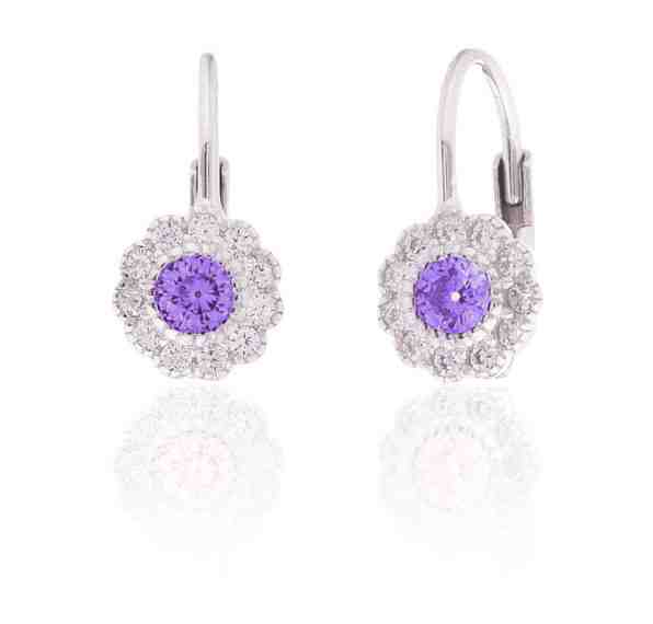 JVD Něžné stříbrné náušnice fialové kytičky SVLE0324XI2F100 + 2 měsíce na vrácení zboží