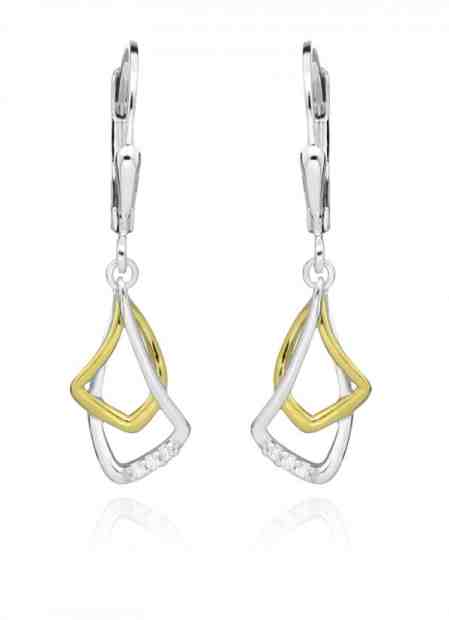 JVD Půvabné stříbrné bicolor náušnice SVLE0319SH8BK00 + 2 měsíce na vrácení zboží