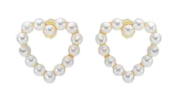 Troli Něžné pozlacené srdíčkové náušnice s perličkami VBE005 G + 2 měsíce na vrácení zboží