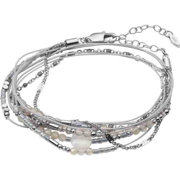 Fossil Šedý ocelový náramek s korálky JF03537040 + 2 měsíce na vrácení zboží