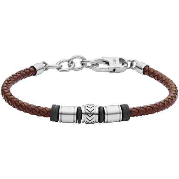 Fossil Pánský kožený náramek JF03386040 + 2 měsíce na vrácení zboží