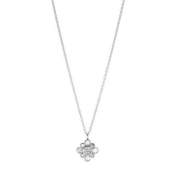 Fossil Stříbrný náhrdelník s květinovým přívěskem JF03515040 + 2 měsíce na vrácení zboží