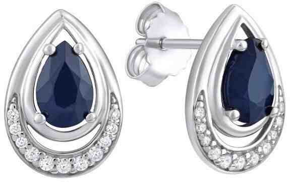 Silvego Luxusní náušnice s pravým safírem FW9038E - SLEVA + 2 měsíce na vrácení zboží
