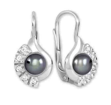 Brilio Luxusní náušnice s tmavými perlami 745 235 001 00109 0700100 + 2 měsíce na vrácení zboží