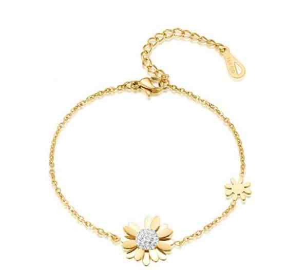 Troli Půvabný pozlacený náramek s kytičkami VSB006G-PET + 2 měsíce na vrácení zboží