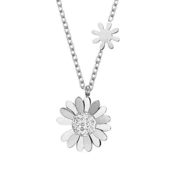 Troli Půvabný ocelový náhrdelník s kytičkami VSN004S-PET + 2 měsíce na vrácení zboží