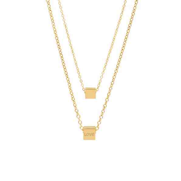 Troli Dvojitý pozlacený náhrdelník s kostičkami Love + 2 měsíce na vrácení zboží