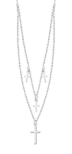 Lotus Silver Designový stříbrný náhrdelník s křížky pro ženy LP3256-1/1 + 2 měsíce na vrácení zboží