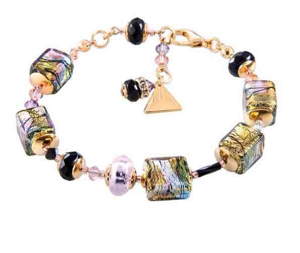 Lampglas Mysteriózní náramek Gold Cubes s 24karátovým zlatem a ryzím stříbrem v perlách Lampglas BCU17 + 2 měsíce na vrácení zboží