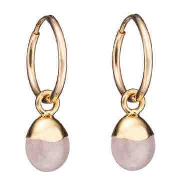 Decadorn Kruhové pozlacené náušnice s růžovým křemenem 2v1 + 2 měsíce na vrácení zboží