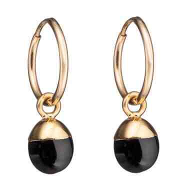 Decadorn Kruhové pozlacené náušnice s onyxem 2v1 + 2 měsíce na vrácení zboží