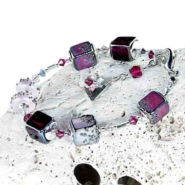 Lampglas Něžný náramek Juicy Raspberry z perel Lampglas BCU32 + 2 měsíce na vrácení zboží