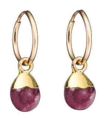 Decadorn Kruhové pozlacené náušnice s rubínem 2v1 + 2 měsíce na vrácení zboží