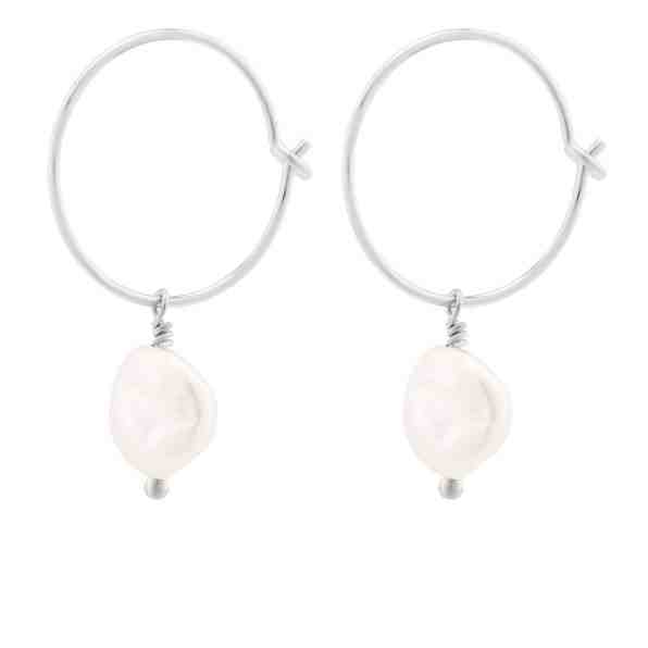 Decadorn Kruhové stříbrné náušnice s pravými perlami Sea Pearl Mini Hoop Earrings + 2 měsíce na vrácení zboží