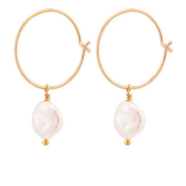 Decadorn Kruhové pozlacené náušnice s pravými perlami Sea Pearl Mini Hoop Earrings + 2 měsíce na vrácení zboží