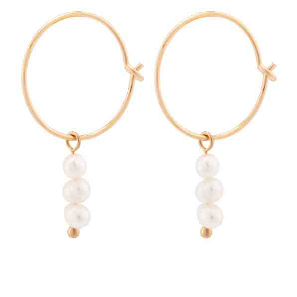 Decadorn Kruhové pozlacené náušnice s pravými perlami Sea Pearl Mini Hoop Earrings - Gold + 2 měsíce na vrácení zboží