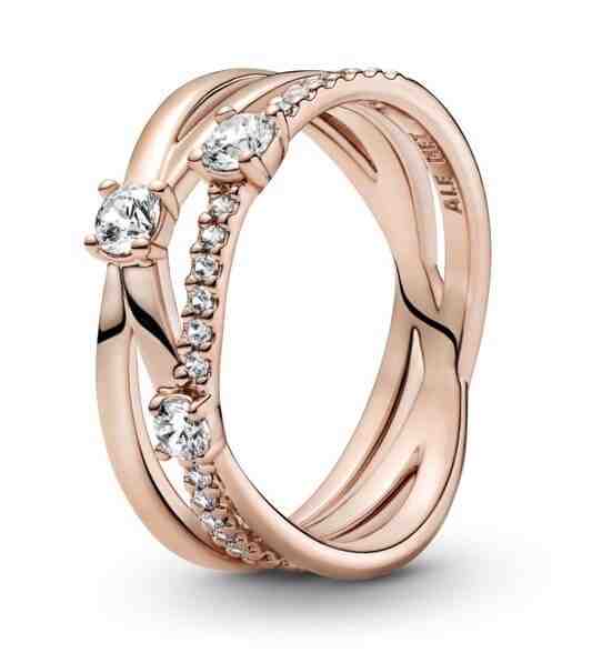 Pandora Bronzový propletený prsten se zirkony 189400c01 52 mm + 2 měsíce na vrácení zboží
