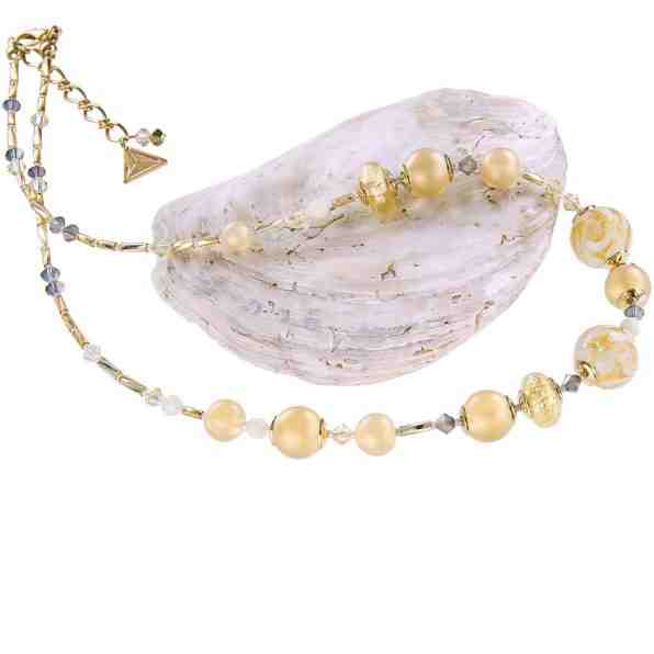 Lampglas Oslnivý náhrdelník Sun Rays s 24karátovým zlatem v perlách Lampglas NER2 + 2 měsíce na vrácení zboží