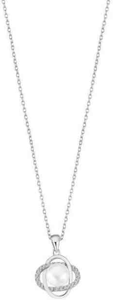 Lotus Silver Něžný stříbrný náhrdelník s čirými zirkony a syntetickou perlou LP3094-1/1 + 2 měsíce na vrácení zboží