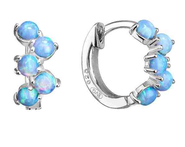 Evolution Group Stříbrné kruhové náušnice se syntetickými opály 11339.3 + 2 měsíce na vrácení zboží